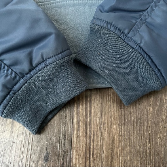 Sandro Blue Goat Leather Coat Biker Moto Bomber Jacket with Pleated Sleeves - Picture 9 of 16